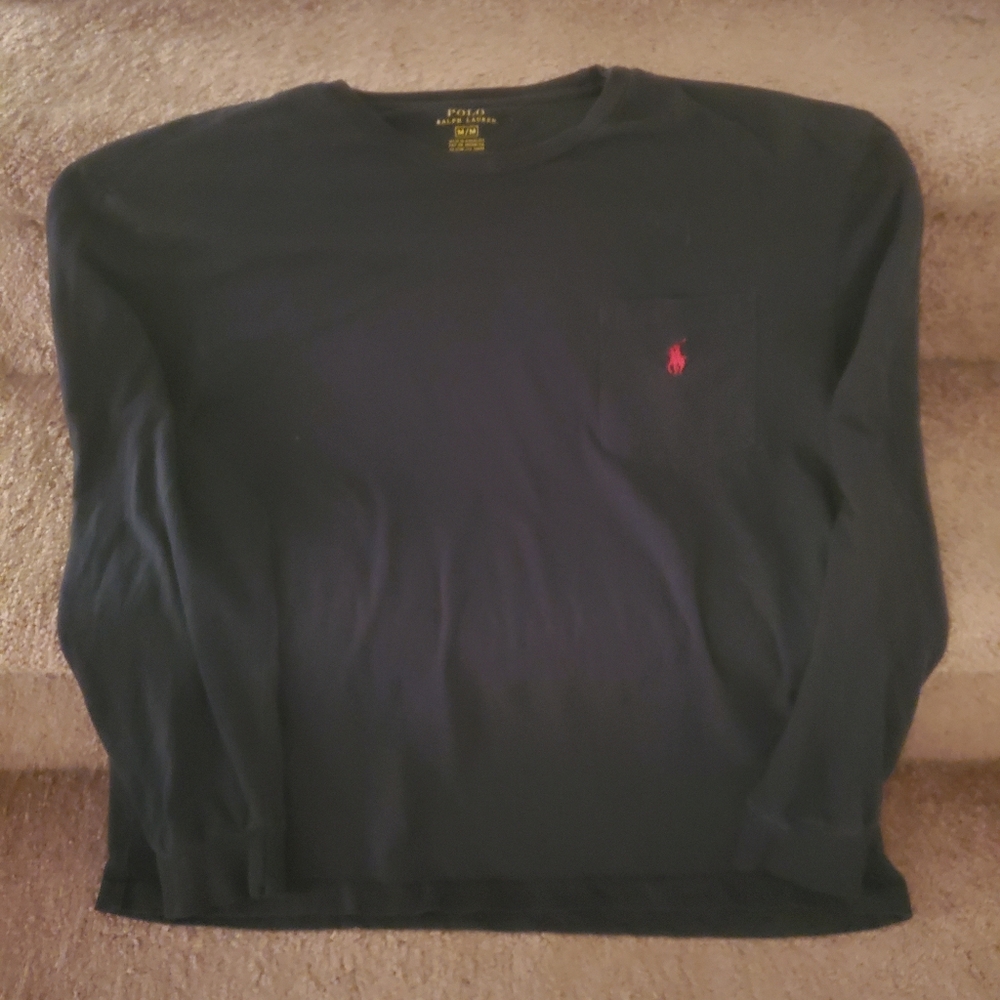 polo ralp lauren black pocket long sleeve tee
